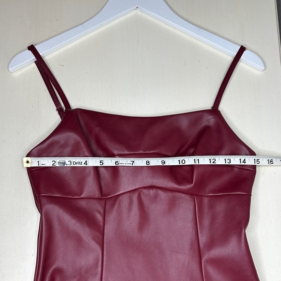 Avec Le Filles Faux Ever Leather Midi Dress with Drop Waist in Cool Red Size S - Picture 13 of 14